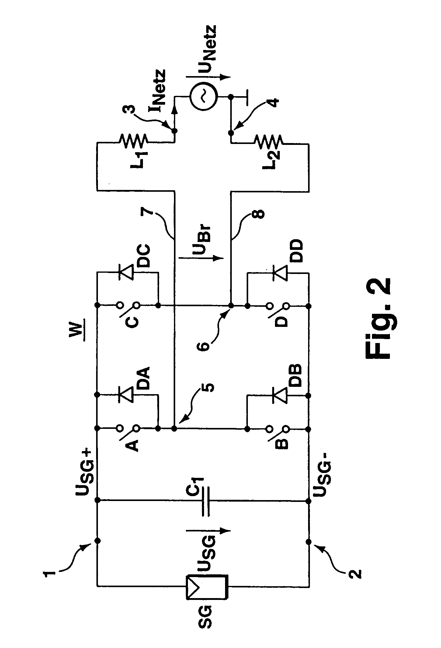 DC/AC converter to convert direct electric voltage into alternating voltage or into alternating current