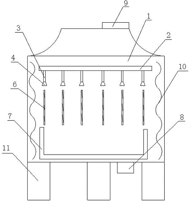 Improved cooling tower with spraying device