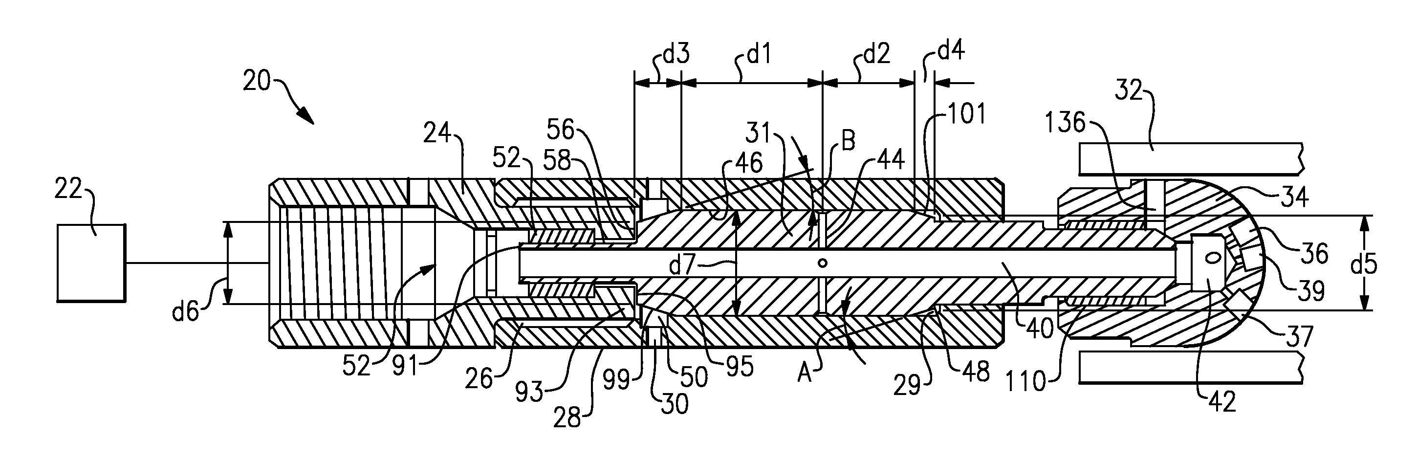 Rotating fluid nozzle for tube cleaning system