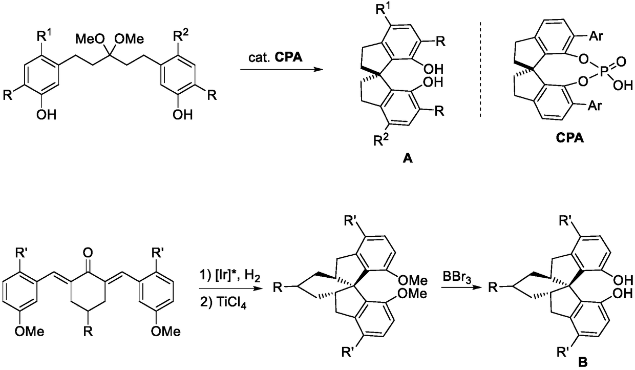 Asymmetric synthesis method for 3,3'-diaryl substituted chiral spiro bisphenol compound