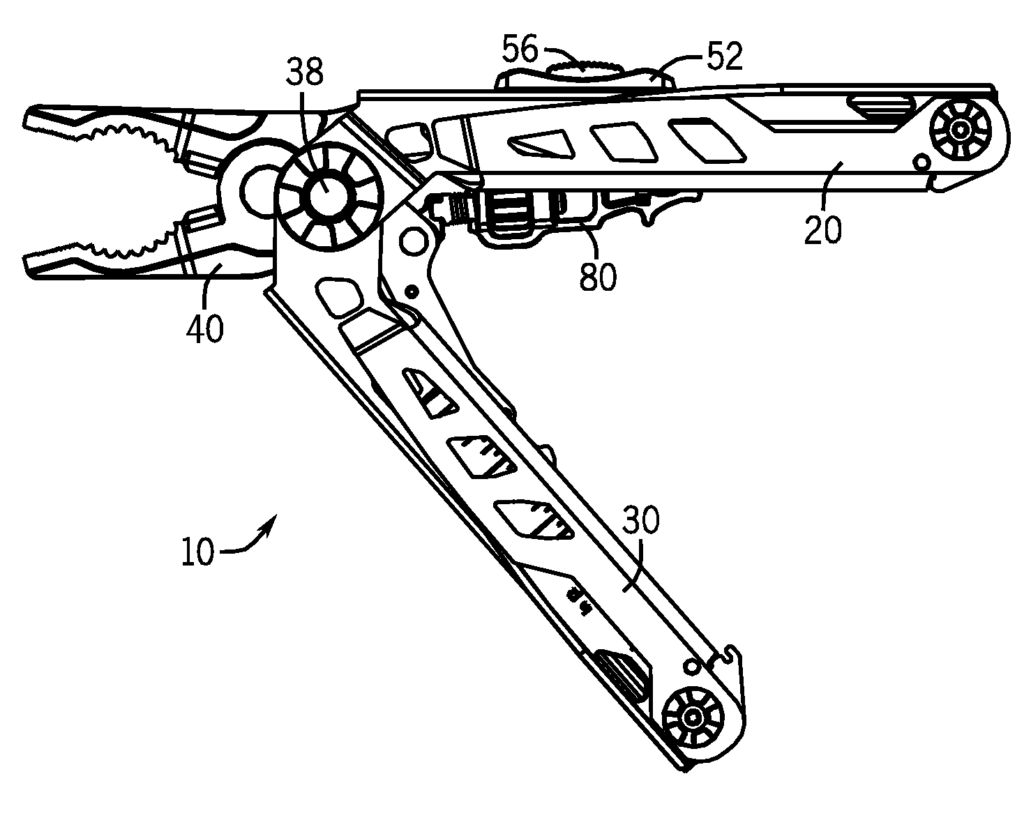 Multi-function tool with locking pliers