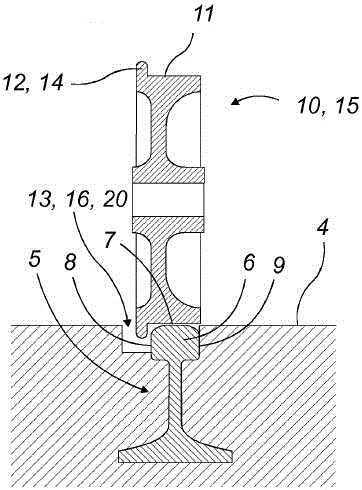 Track crossing device for guide rail crossing with second track