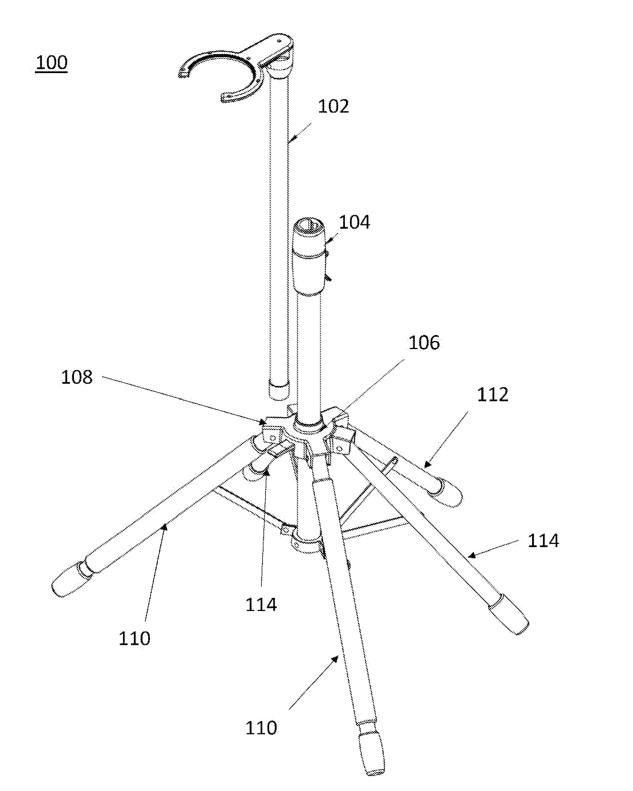 Multi-legged stand with stabilizers
