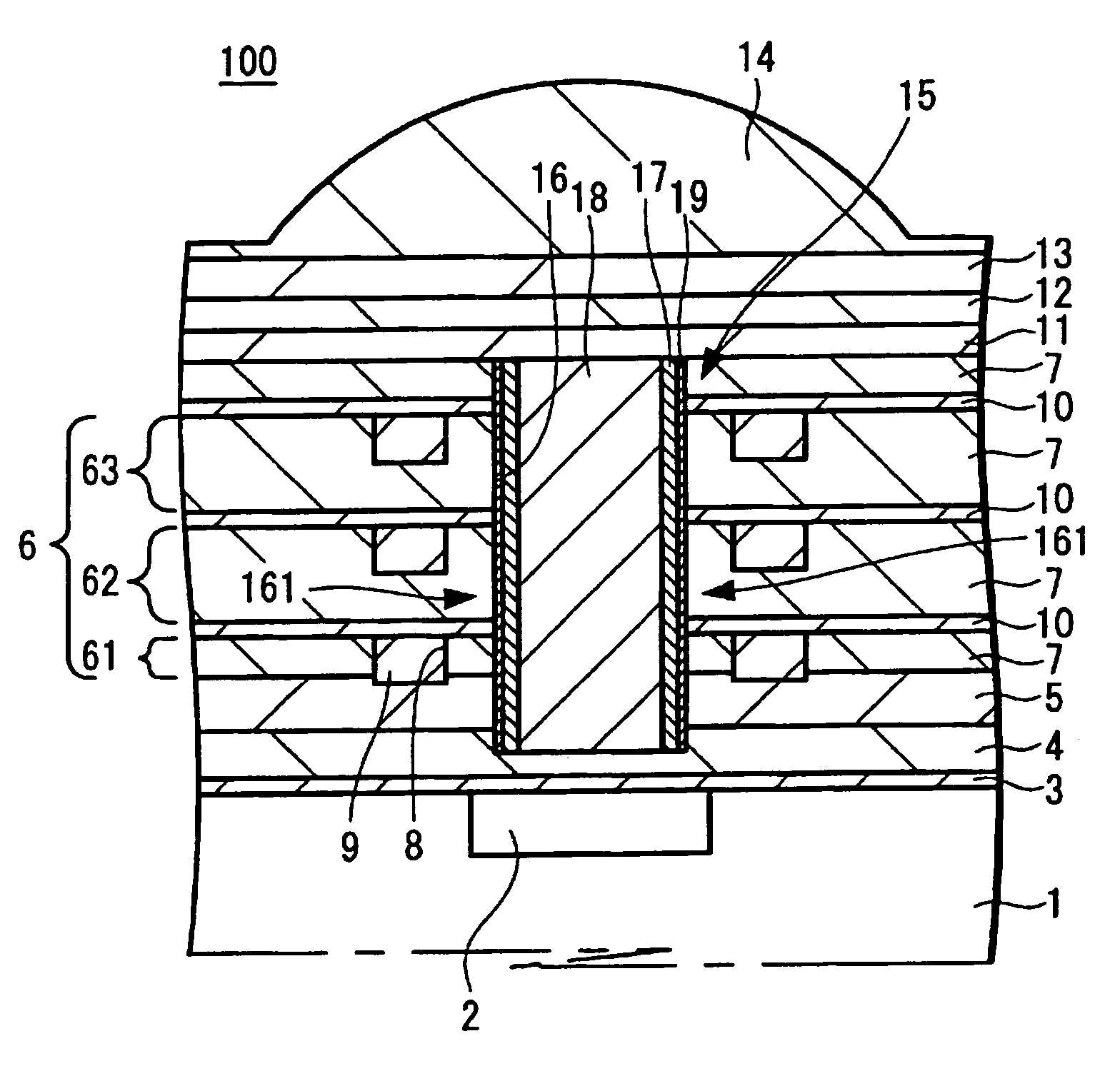 Solid-state image pickup device with non-hydrogen-absorbing waveguide