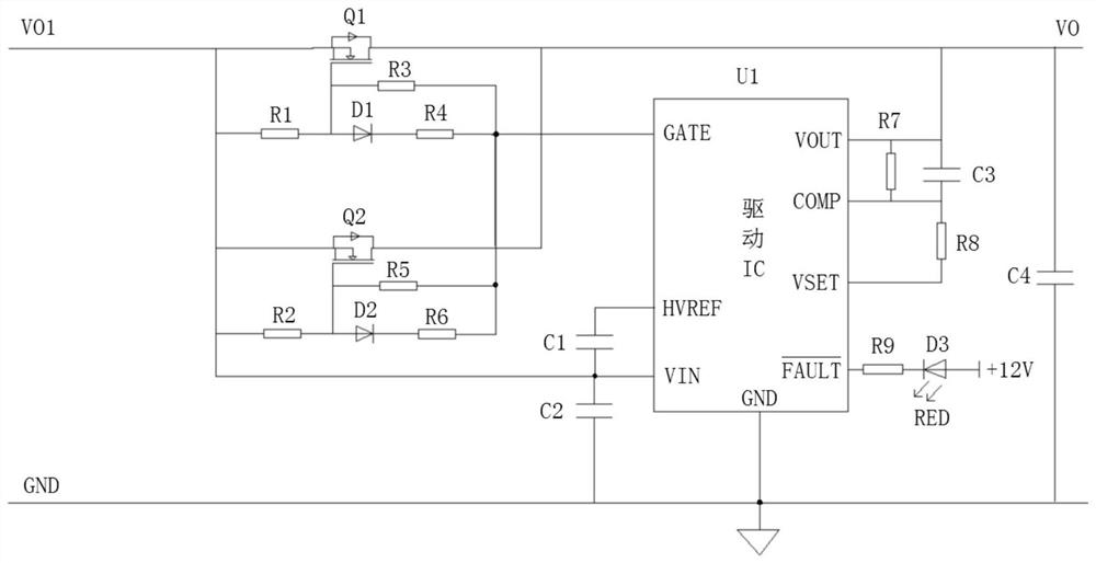 A DC output anti-backfeed protection circuit