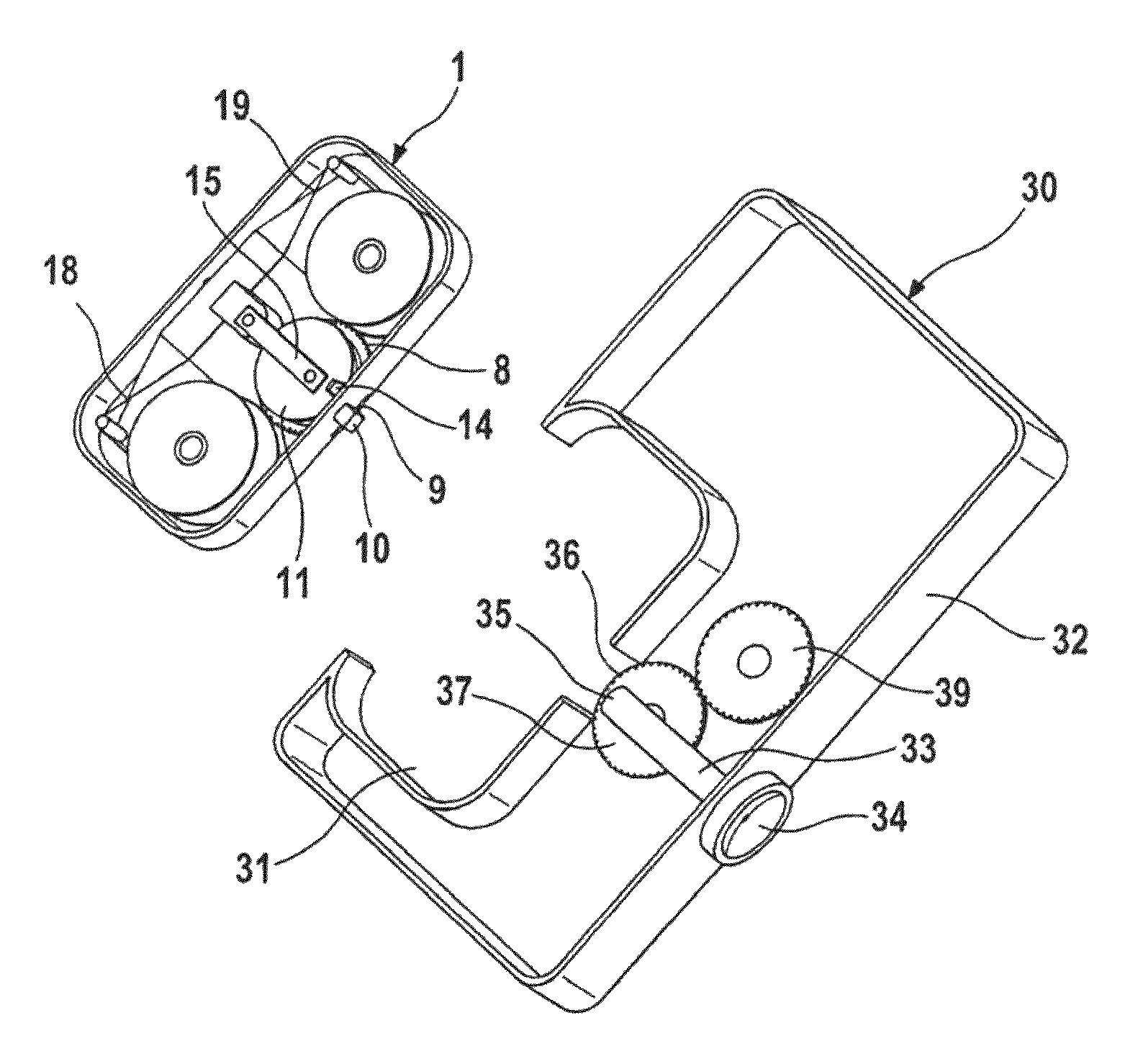 Disposable puncturing device and reusable handling device for a puncturing device