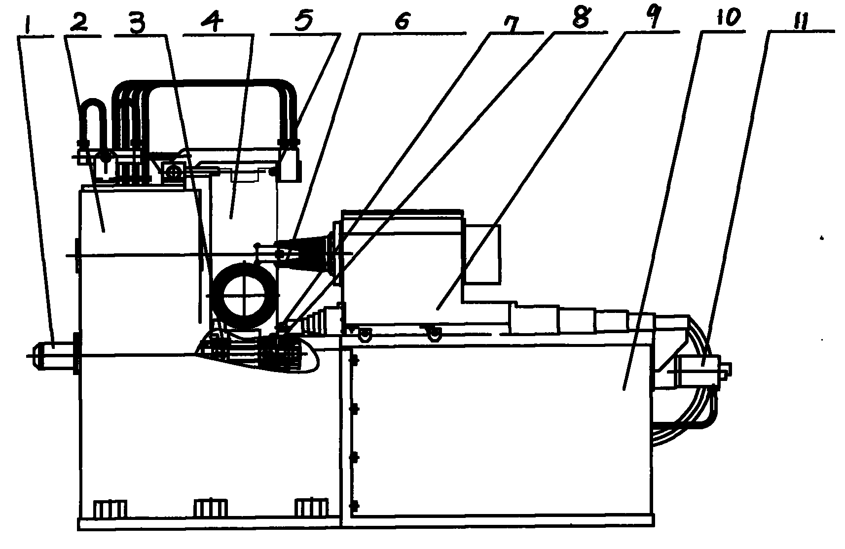 Slight-stretch reducing and sizing triaxial roller machine tool