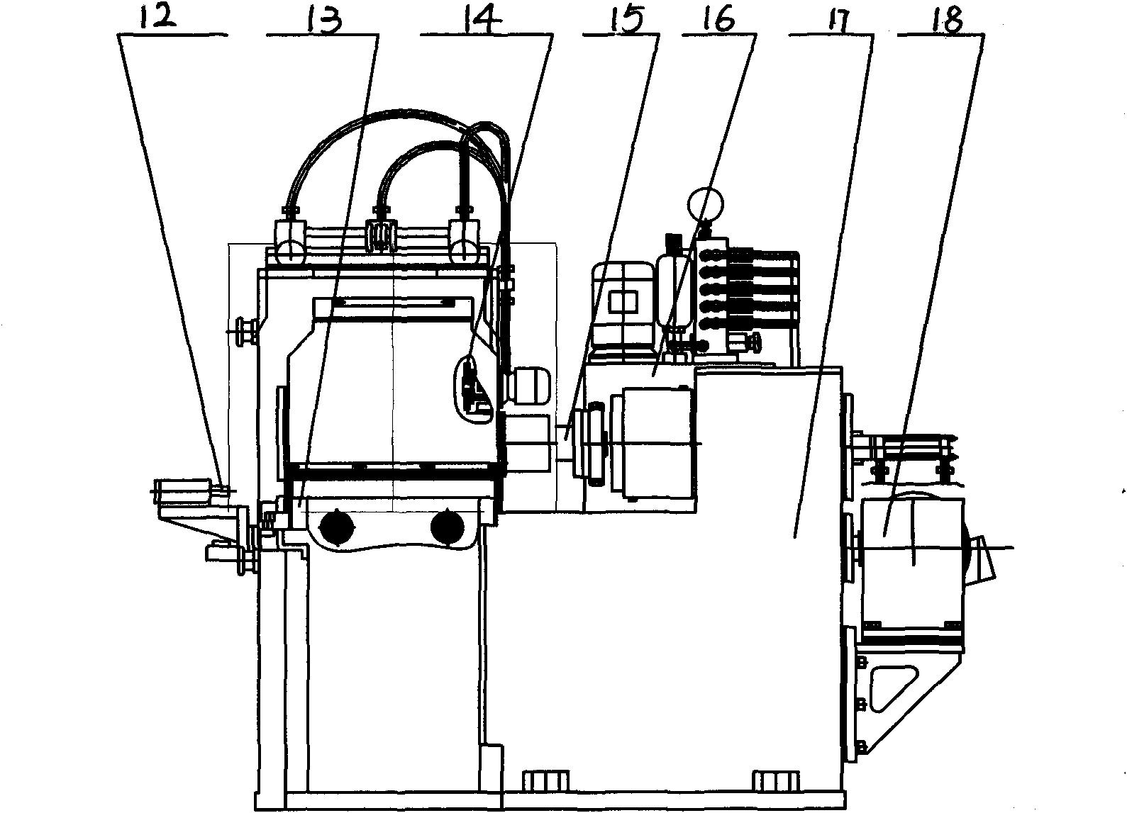 Slight-stretch reducing and sizing triaxial roller machine tool