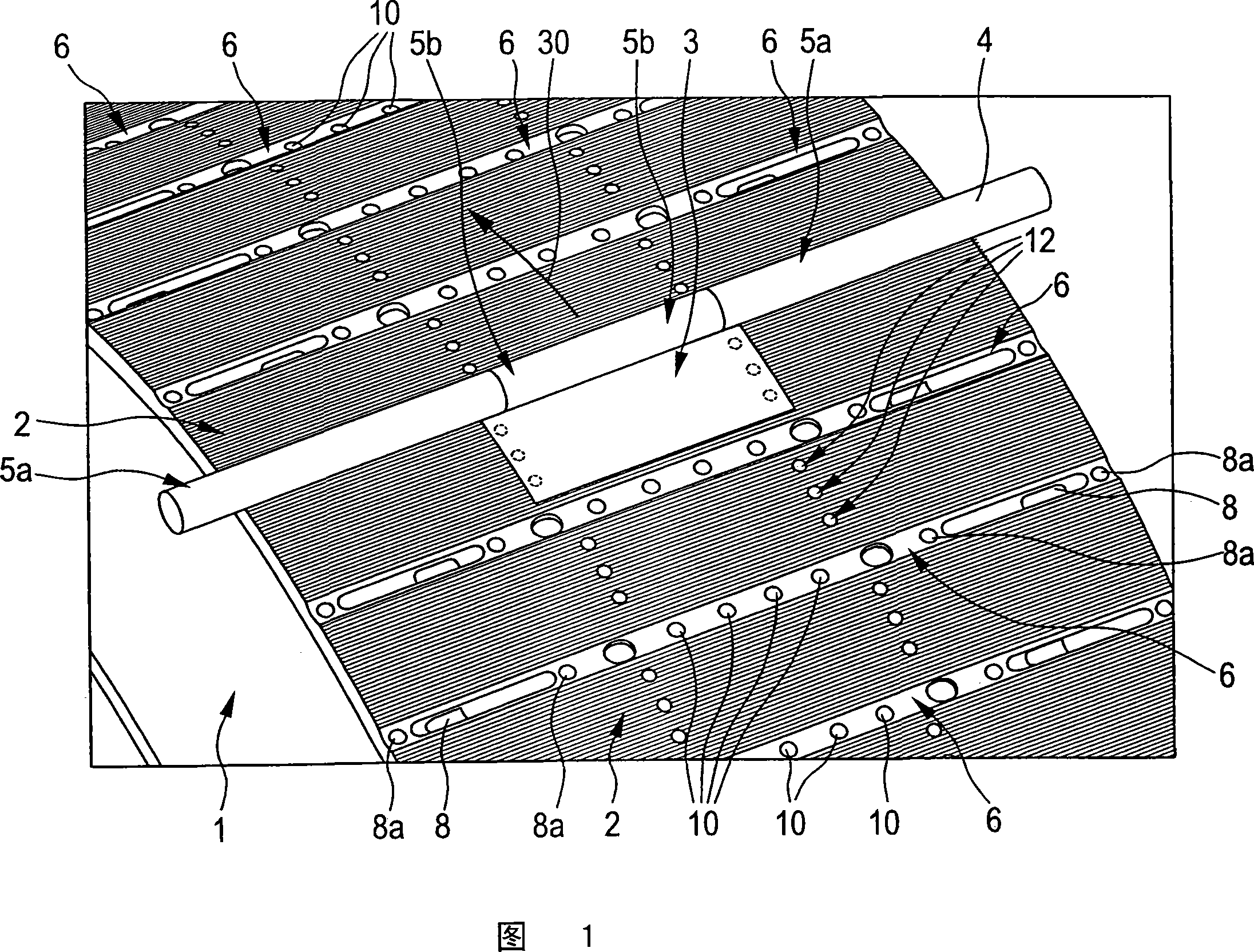 V-shaped assembly of suction apertures