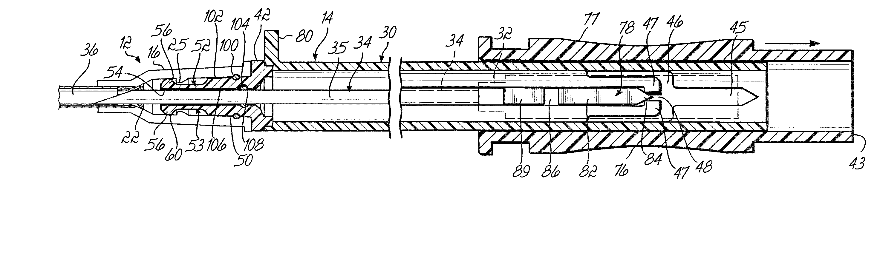Enclosed Needle Device with Duckbill Release Mechanism