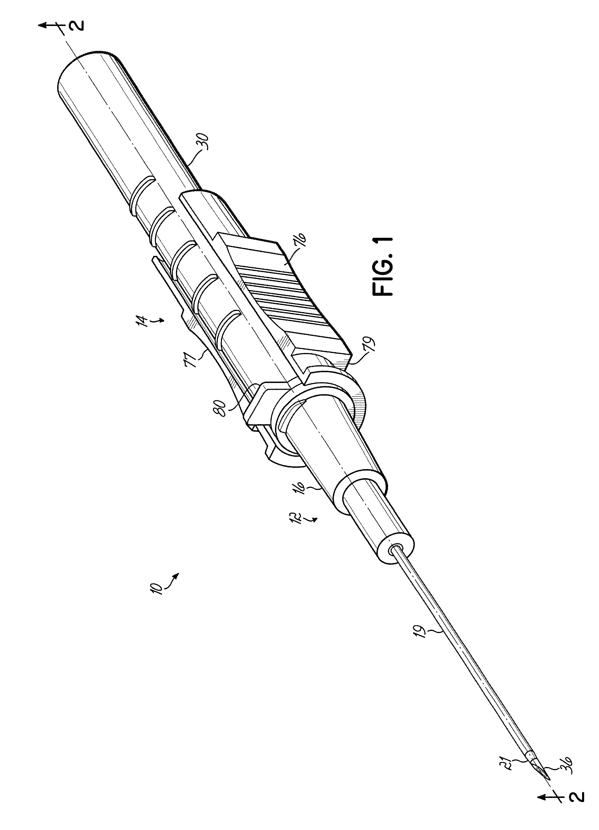 Enclosed Needle Device with Duckbill Release Mechanism