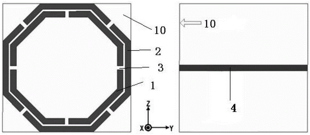 Alternative gap regular octagon-shaped dual-band electromagnetic metamaterial structure