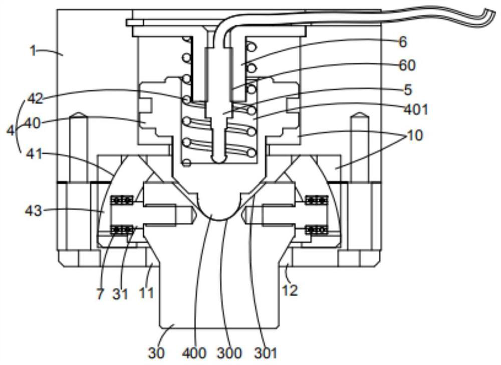 Material taking head with collision preventing and deviation rectifying functions