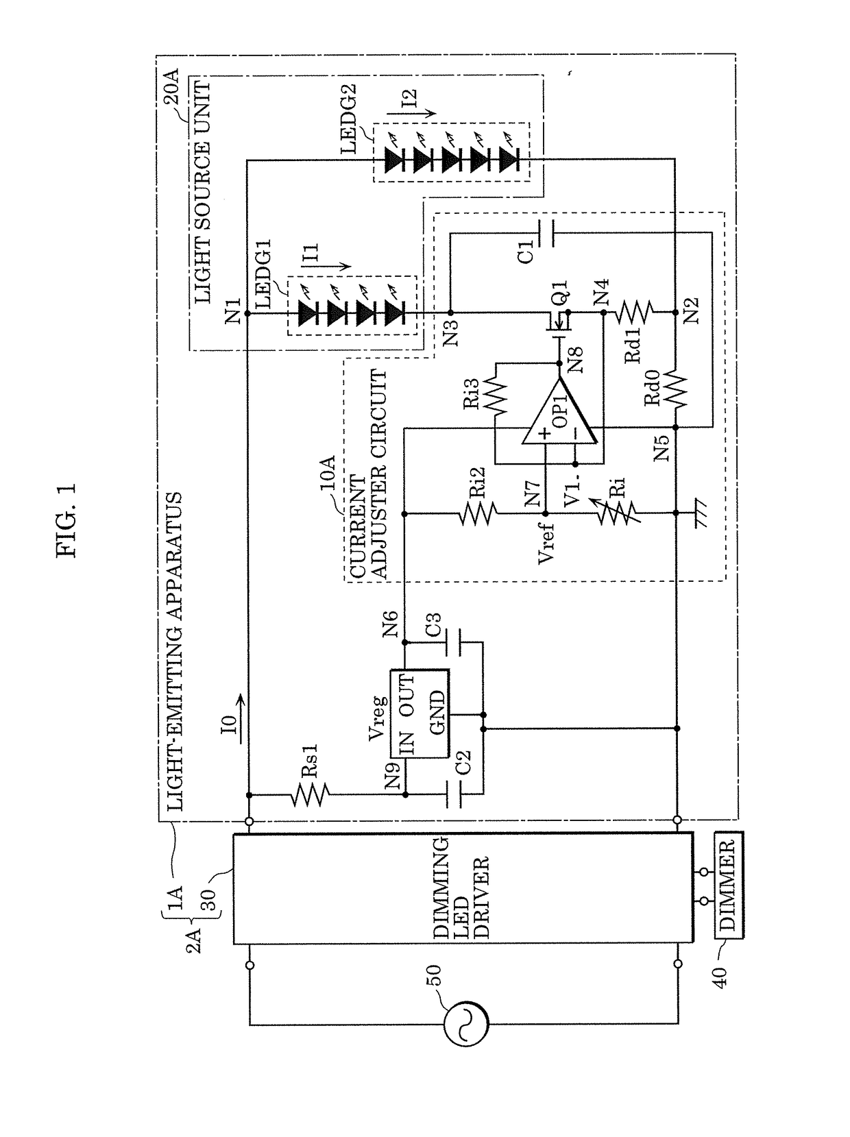 Light-emitting apparatus, luminaire, and method of adjusting light-emitting apparatus