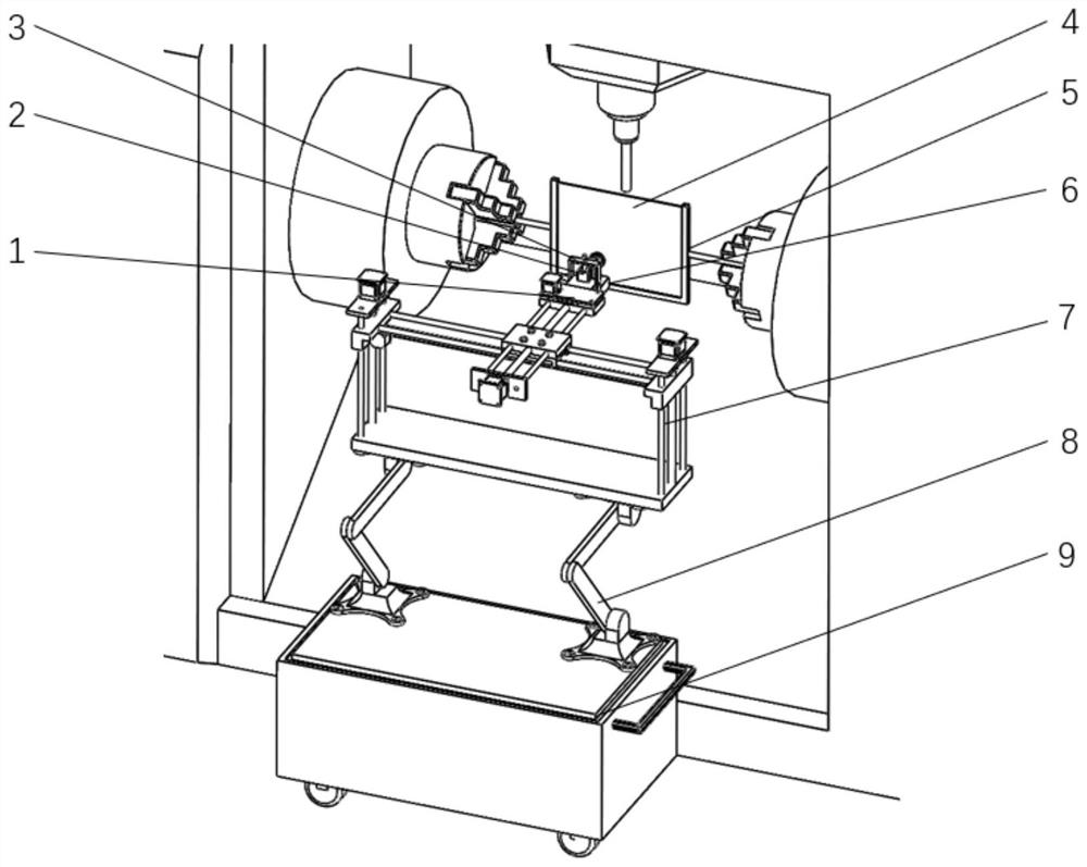 On-machine detection device for measuring aviation blade based on structured light and point cloud acquisition method