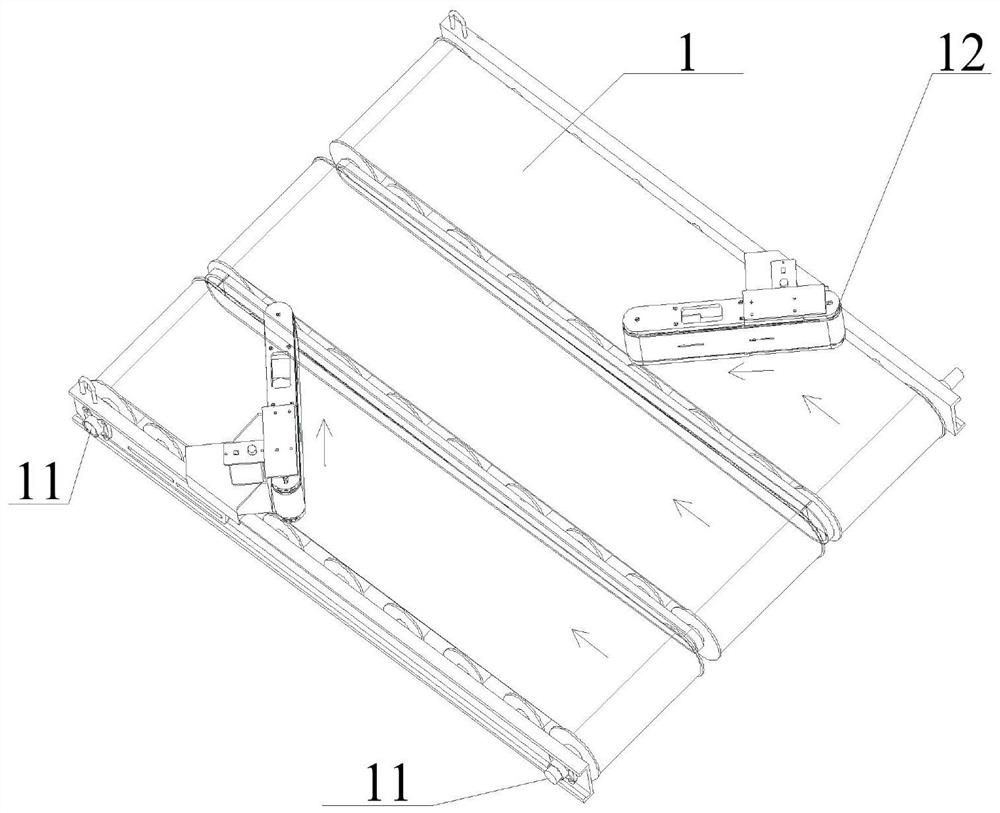 Different-speed goods package conveying mechanism