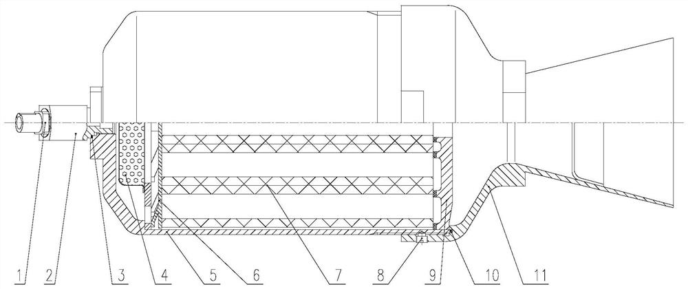 A free-loading single-chamber double-push solid small rocket structure