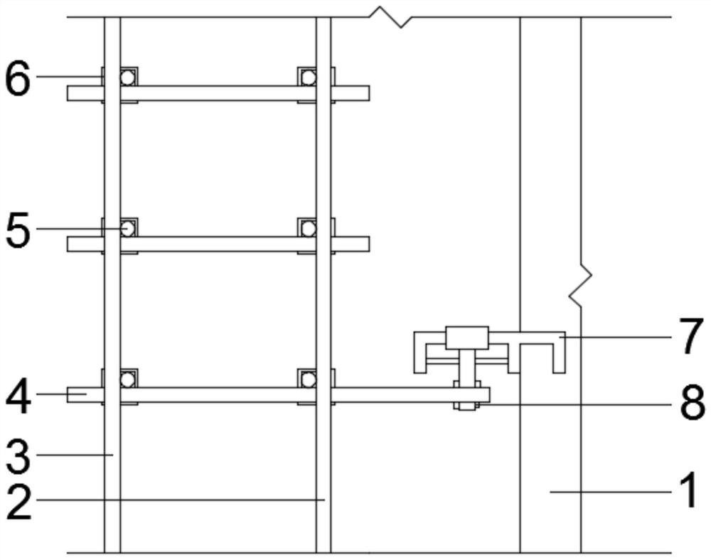 A reusable external wall scaffolding device