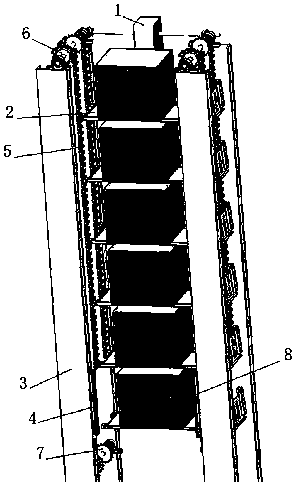 Full-automatic goods shelf and feeding and discharging management system and method