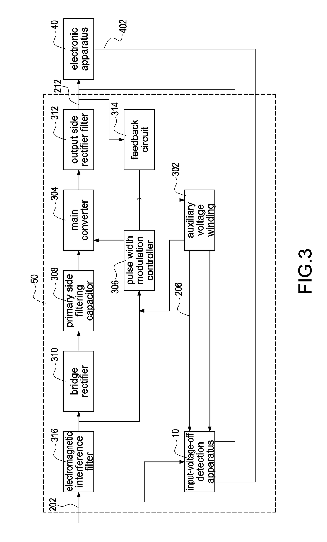 Input-voltage-off detection apparatus and power supply with input-voltage-off detection apparatus