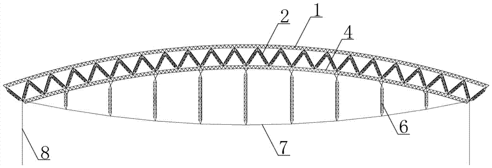 Giant prestressed tension string structure and construction method suitable for super-long-span coal yard closure