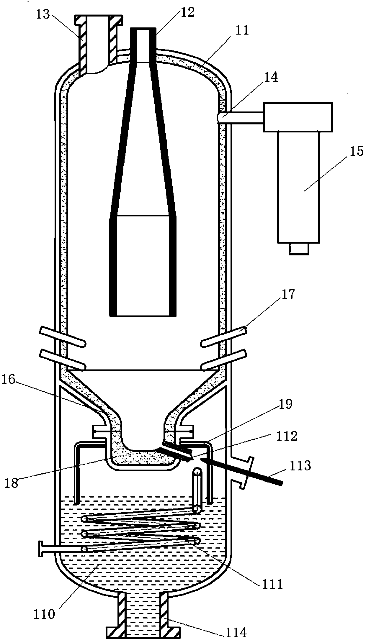 Fixed bed slag gasification furnace