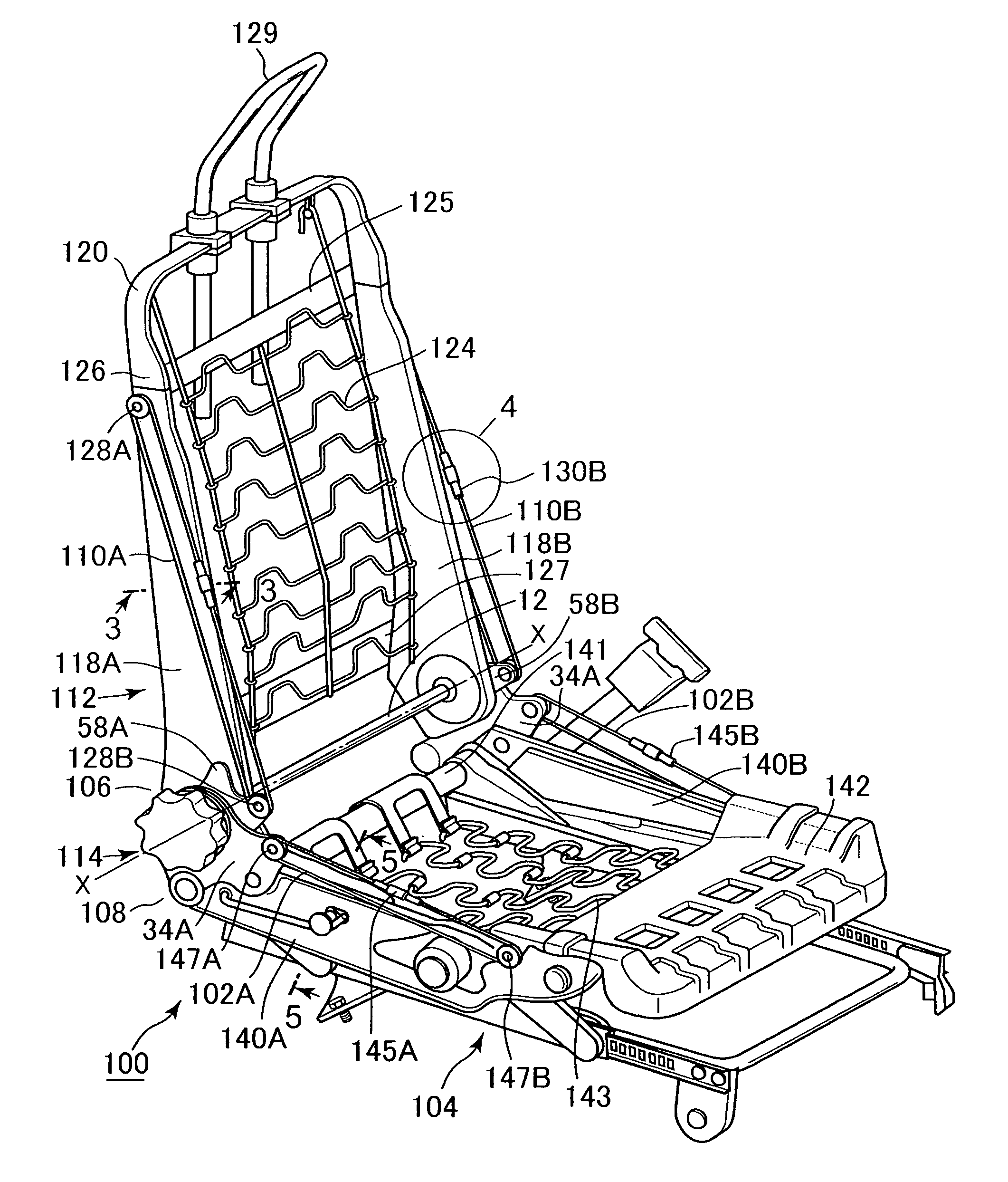 Seat cushion frame structure of seat for vehicle and seat for vehicle with seat cushion frame structure