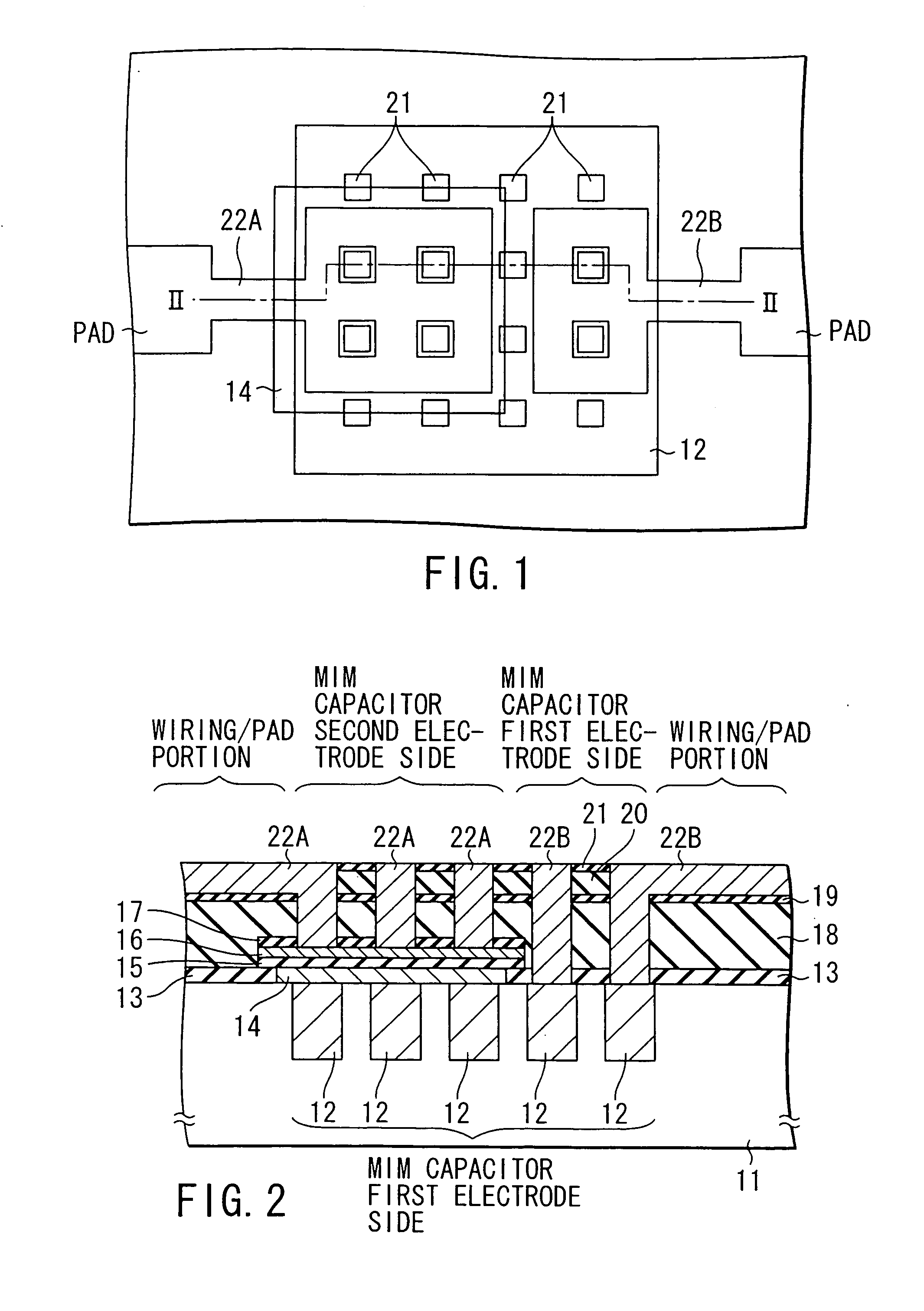MIM capacitor having flat diffusion prevention films