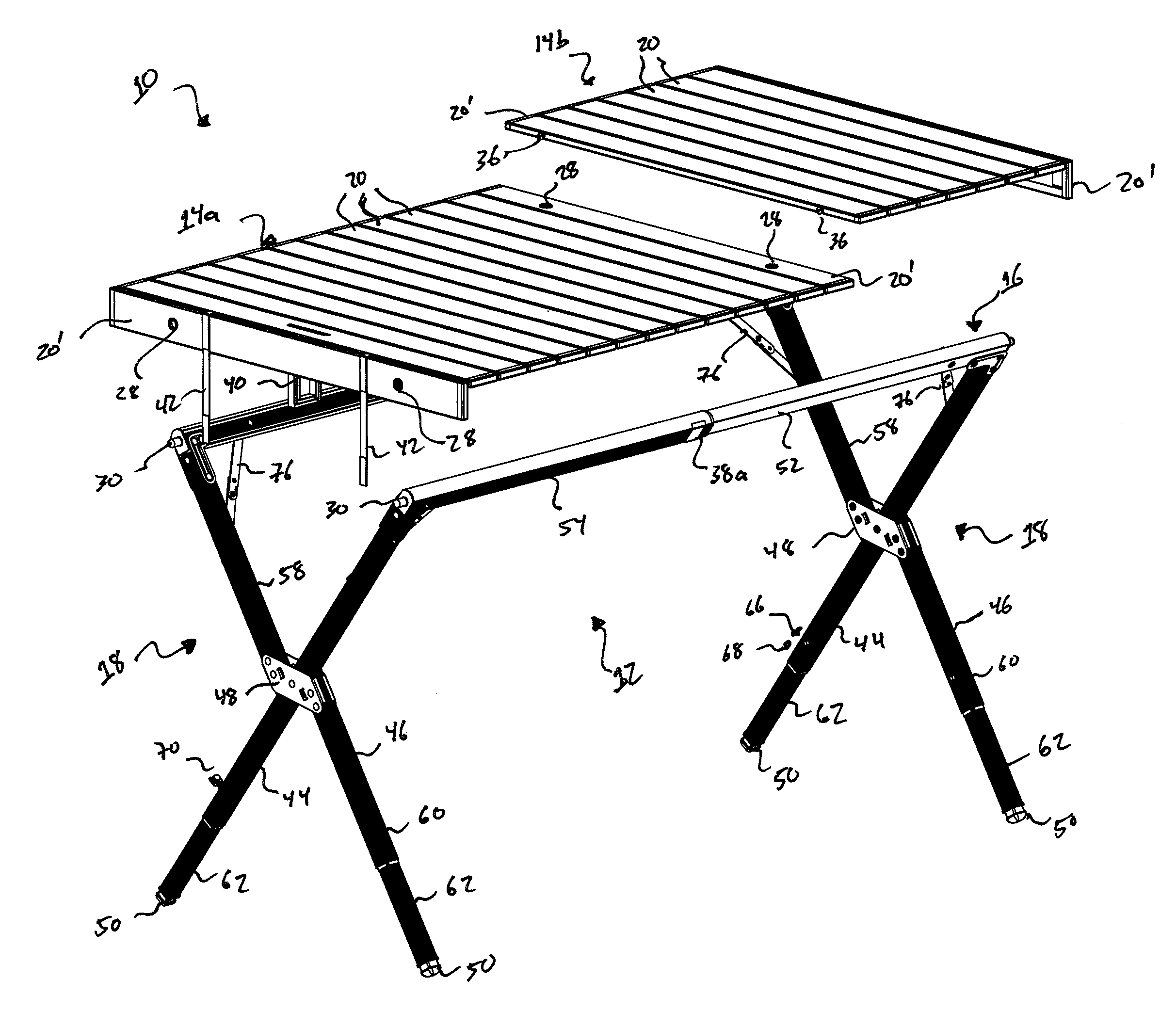 Portable and collapsible table structure