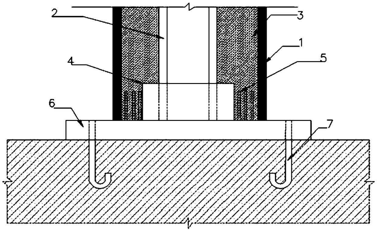 Exposed column foot joint of a composite pier column and a construction method thereof
