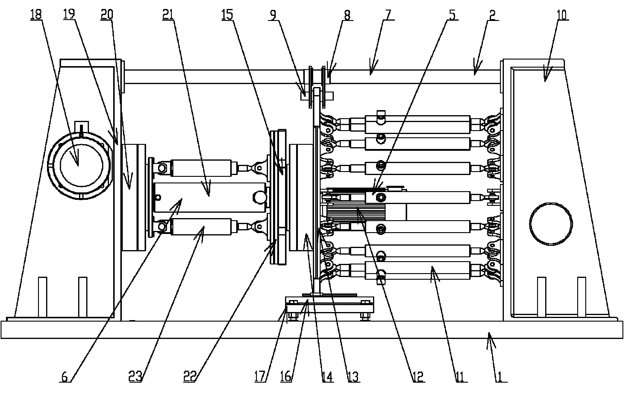 Device for testing force transmission characteristics of tunnellers
