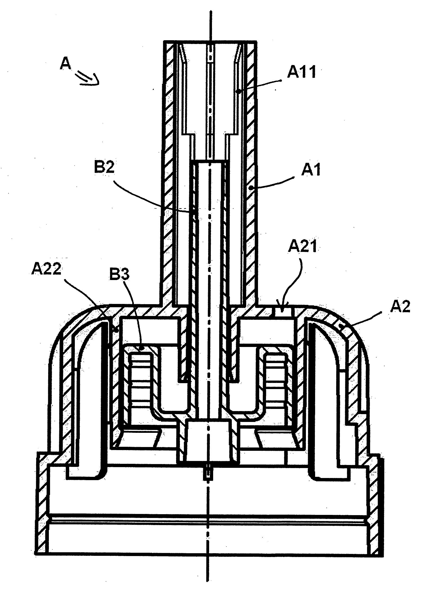 Dispensing device for pressurized containers for the application of cryogenic coolant