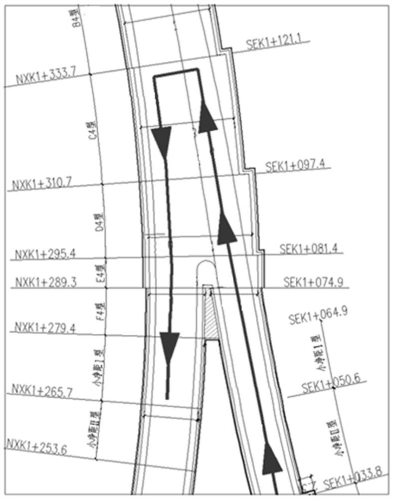 City middle-drift-free branch tunnel U-turn construction method