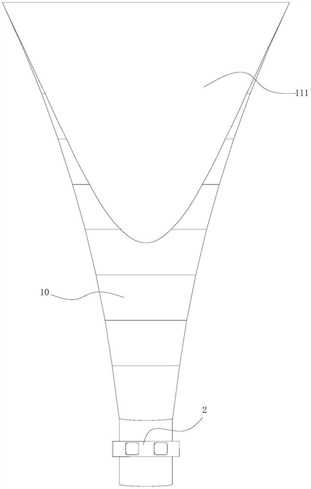 Shrimp-shaped curved hopper