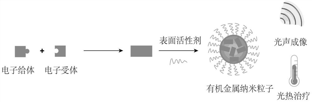 Organic metal nanoparticle as well as preparation method and application thereof