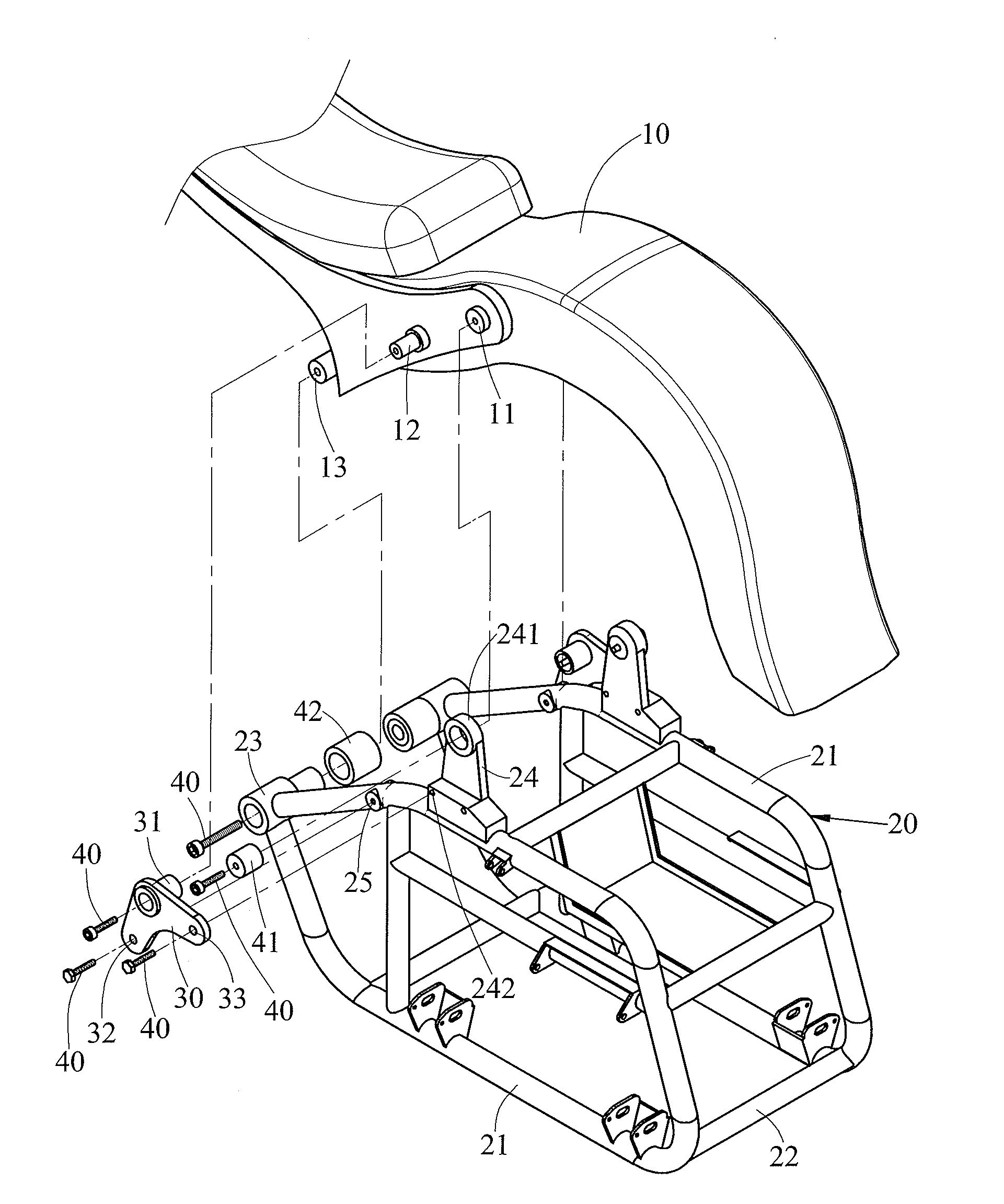 Rear wheels mounting structure of motorized tricycle