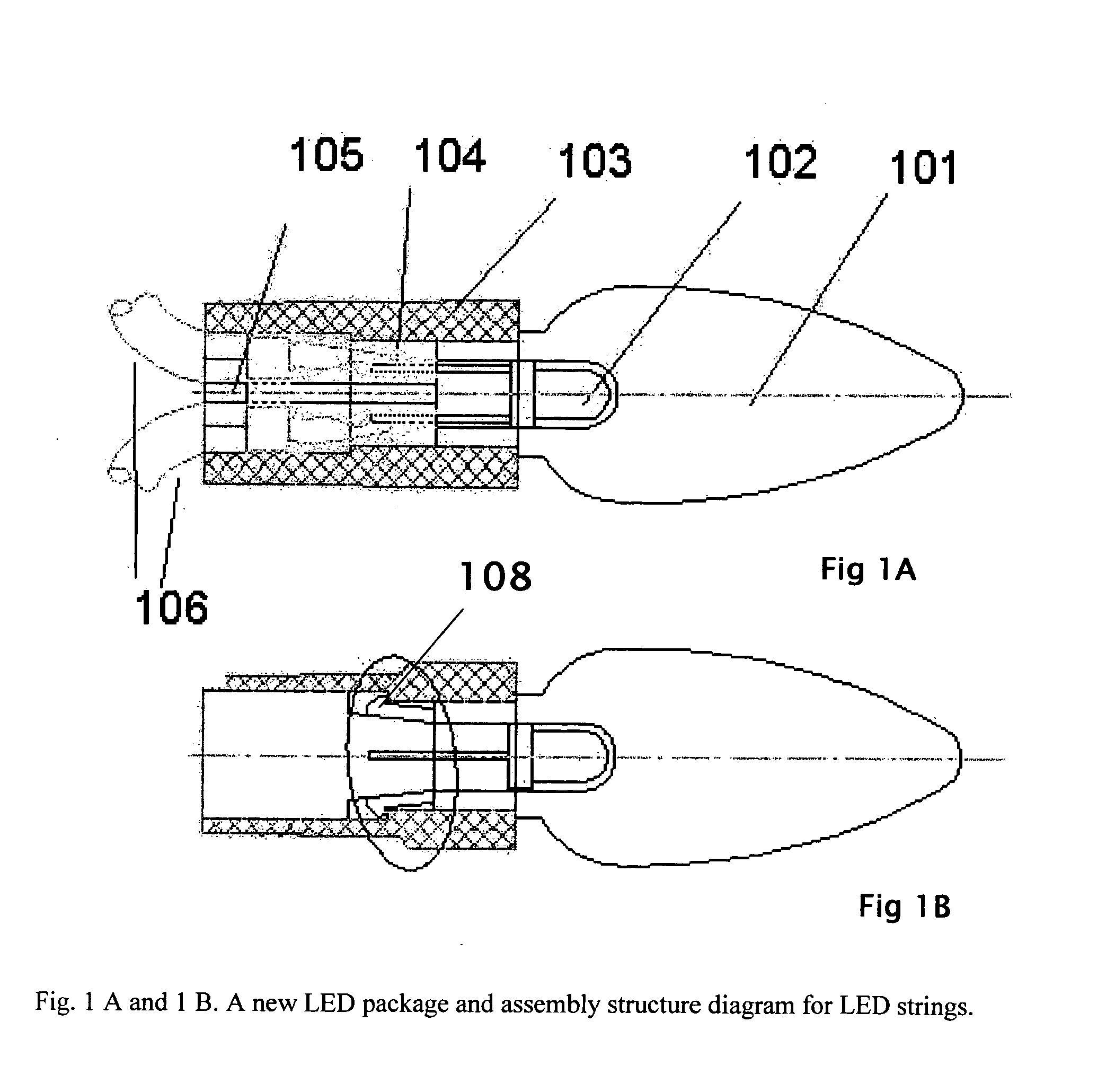 All-in-one LED assembly, string assembly and method