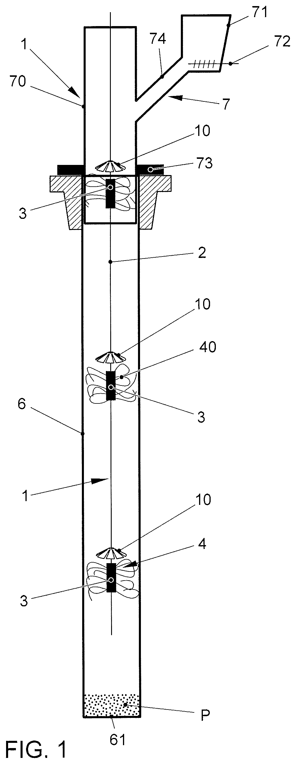 Device for filling a tube with particulate filling material