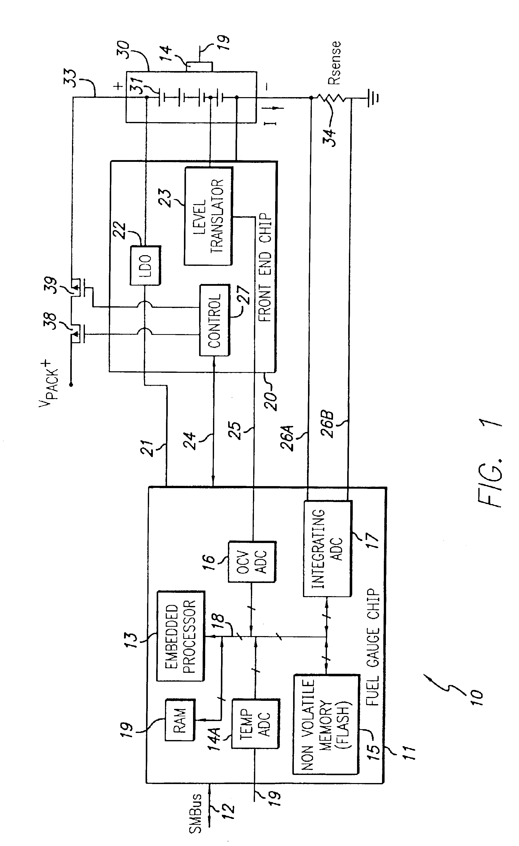 Circuit and method for measurement of battery capacity fade