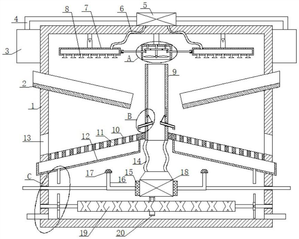 Spraying, temperature lowering and shaping device for processing outer insulating layer of shielded cable