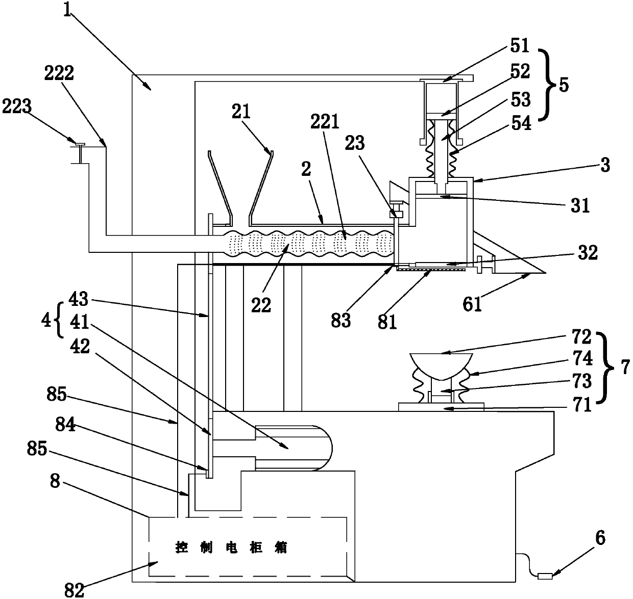 Automatic production device of steamed sponge cake and production method thereof