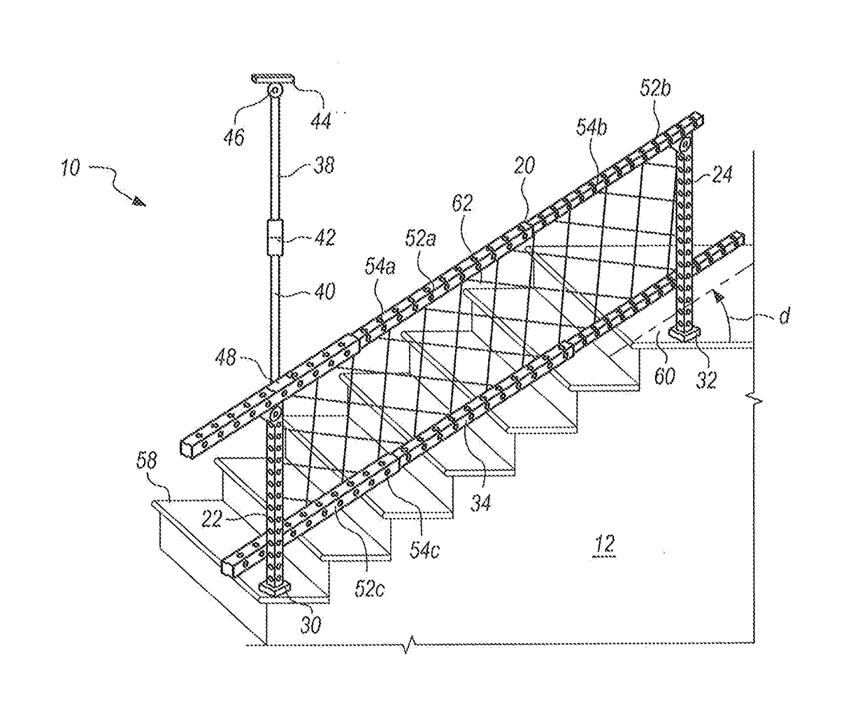 Collapsible safety railing