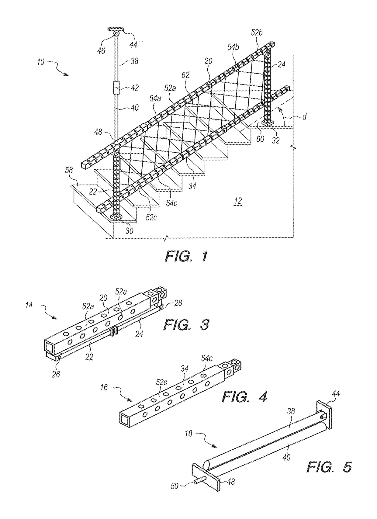 Collapsible safety railing