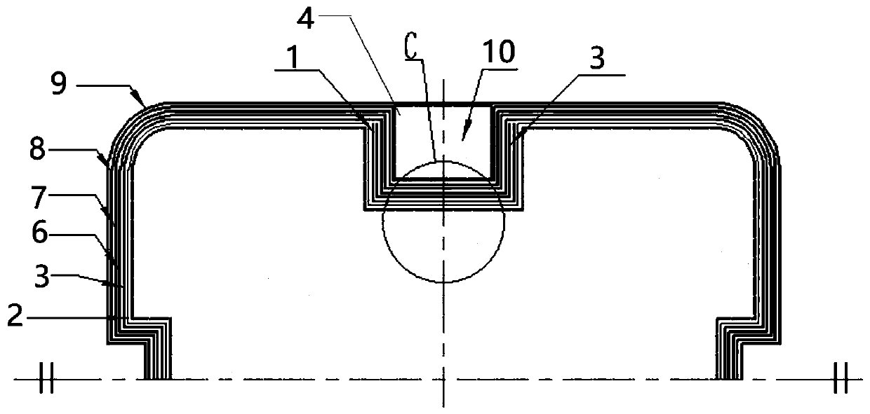 Composite material emission box and preparation method thereof