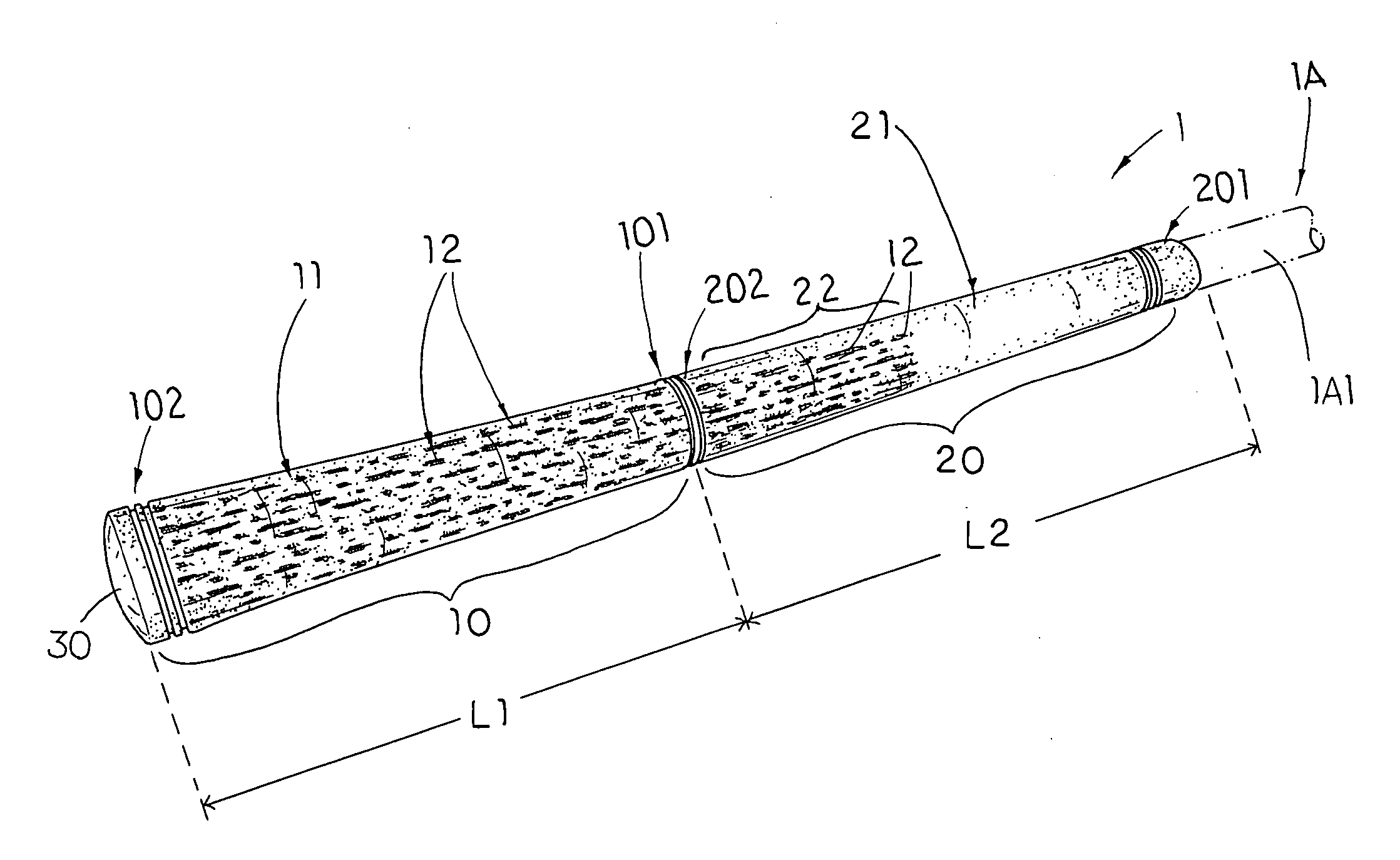 Golf club grip with anti-slip and control arrangement