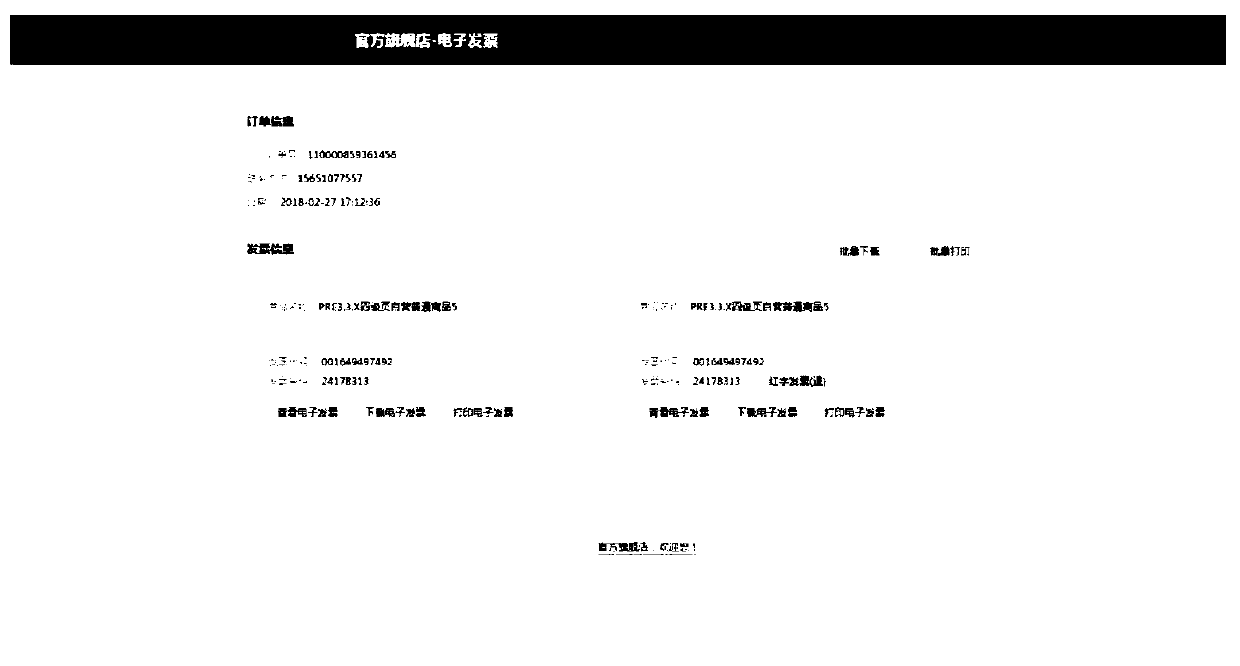 Electronic invoice issuing method and device and computer system