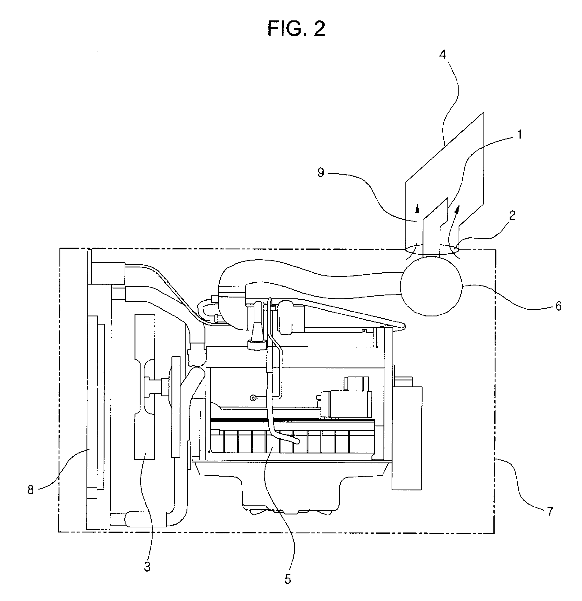 Apparatus for cooling overheated gas in engine room