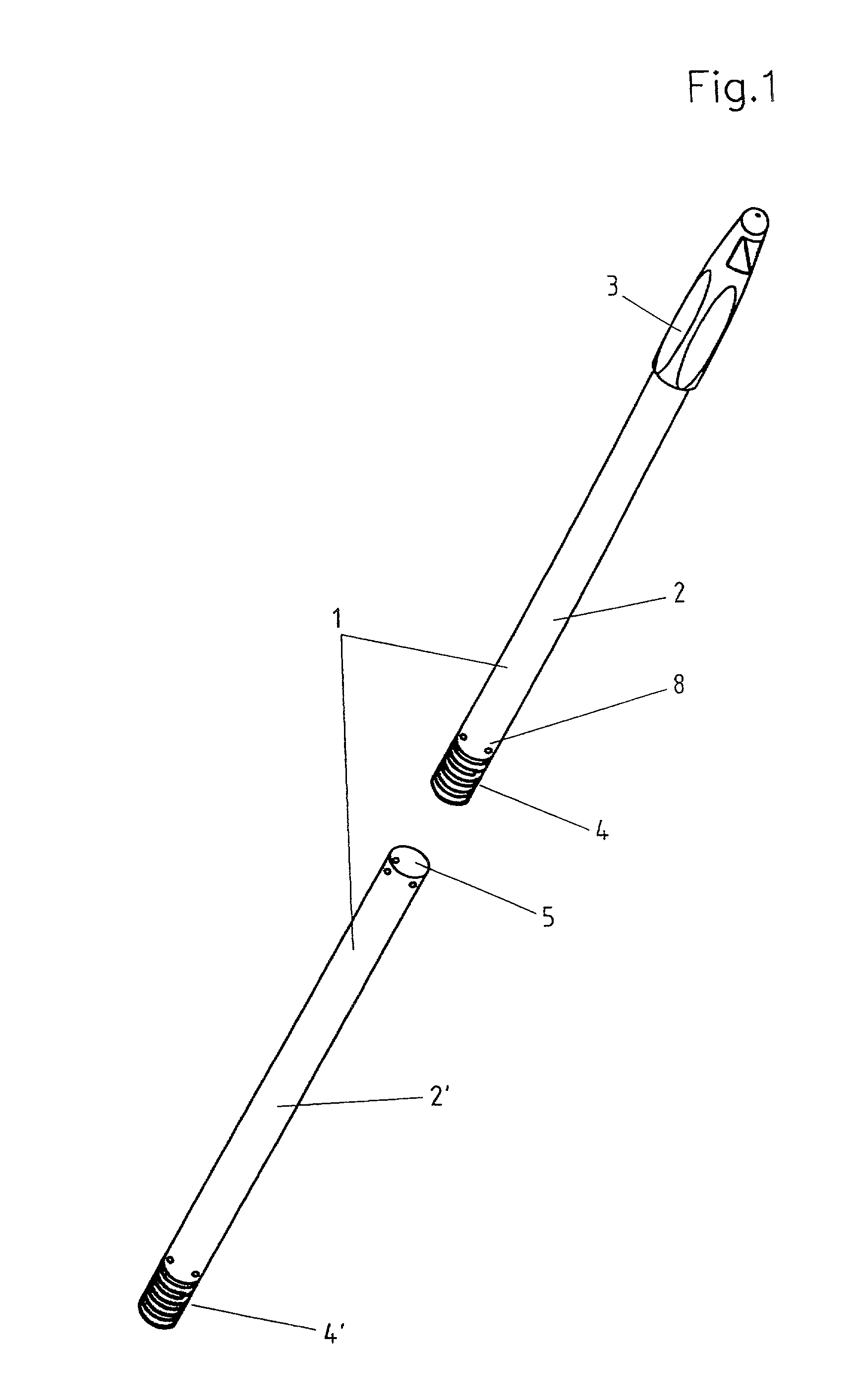 Operating handle for cleaning device