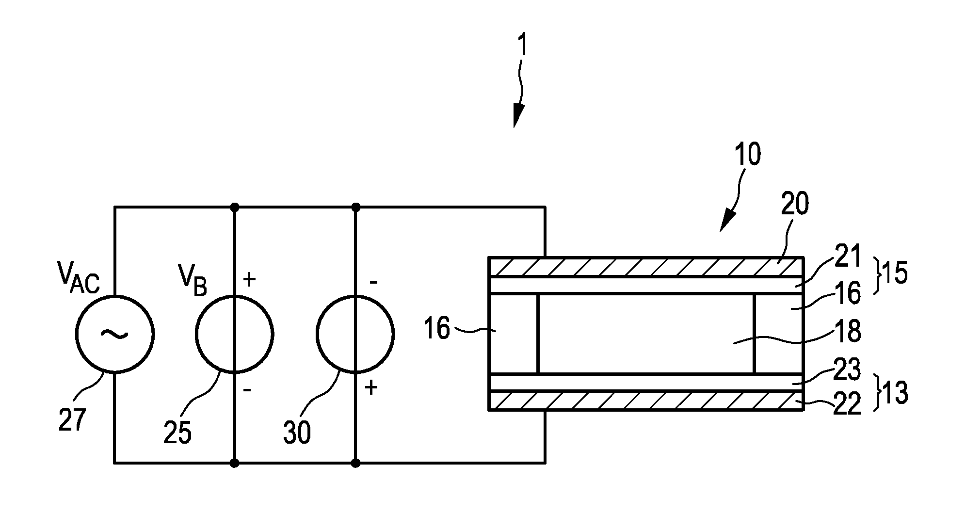 Capacitive micro-machined ultrasound transducer device with charging voltage source