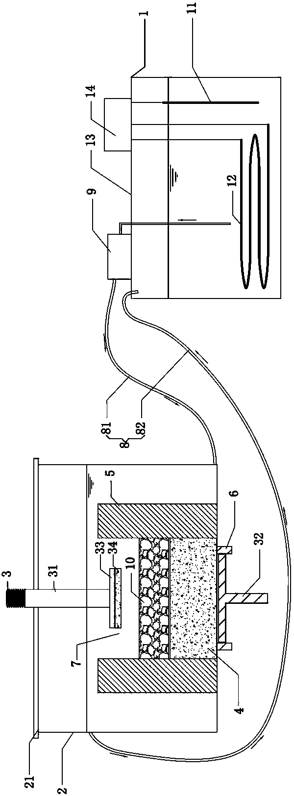 Testing device and evaluating method for water stability of water-permeable bituminous mixture